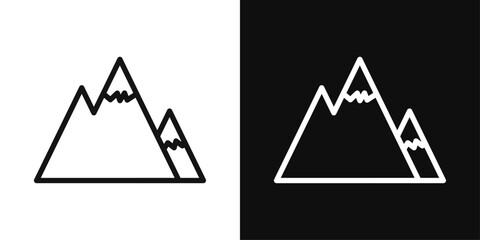 Mountains Icon Set. High Terrain and Everest Hill Symbol in Vector Format.