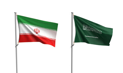 iran saudi arabia flag wavw object icon arab country government international agreement partner business crude oil nation business politic conflict economy qatar kuwait ayria diplomacy concept middle 