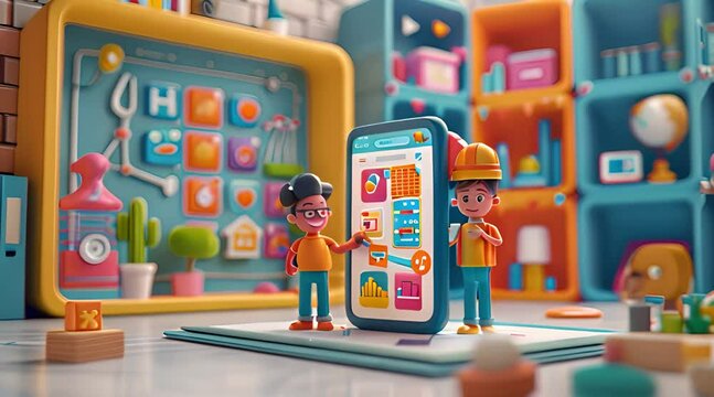 Developer Improves Mobile App, Illustrated in 3D Cartoon Animation
