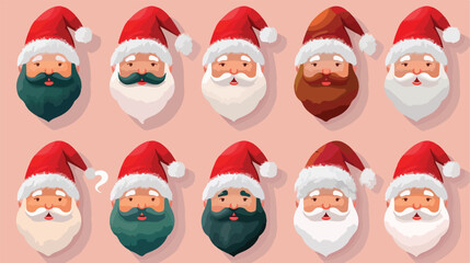 Collection of creative Santa Claus beards on color background