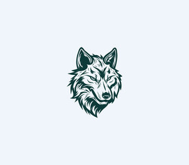 Beautiful Wolf logo template in simple style.