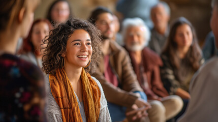 Obraz premium Community of support. A group of diverse people involved in mental health
