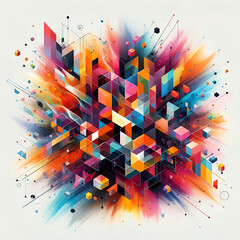 Une explosion de couleurs vibrantes et de formes géométriques abstraites, créant un tableau visuel dynamique et captivant