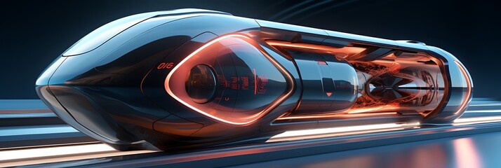 A futuristic hyperloop pod traveling at high speed