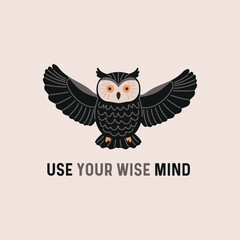 The poster with the image owl portrait. T-shirt design. Graphic illustration.