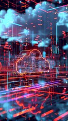 Obraz premium Futuristic Cloud Computing Network Visualization