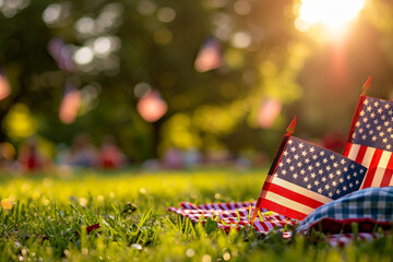 american flag in the garden