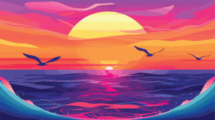 colorful circular background sunset in the ocean 