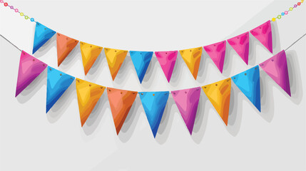 Colorful festive bunting flags on white background vector