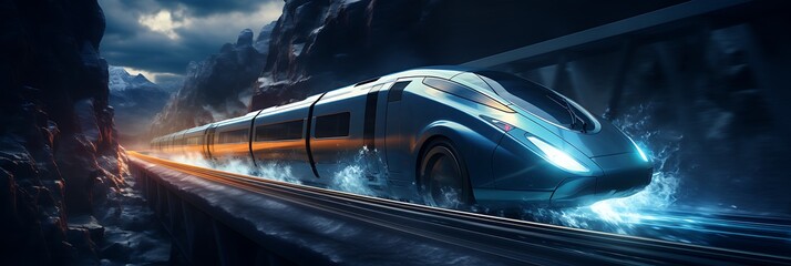 A high-speed train traveling through a tunnel