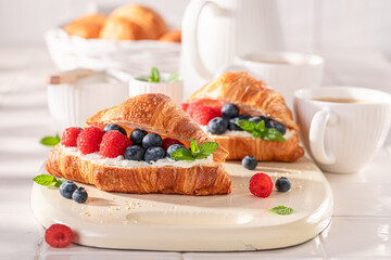 Healthy and homemade french croissant for healthy breakfast.