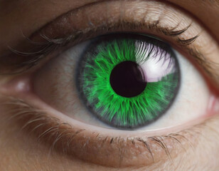 Close-up of a blue female eye. Macro.