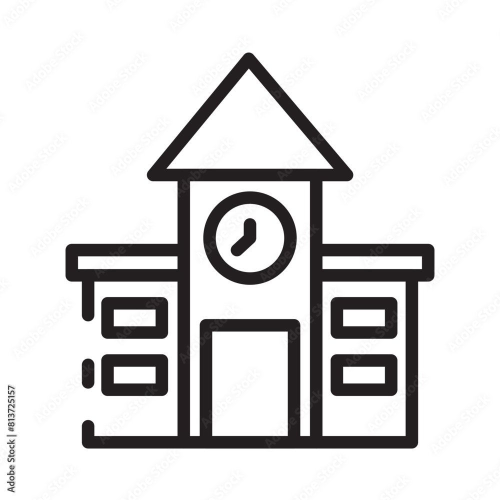 Sticker school university highschool line icon