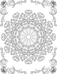 Printable Mandala Coloring Page for Adults. Educational Resources for School for Kids. Adults Coloring Book. Mandala Coloring Activity Worksheet.