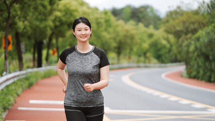Active Woman Enjoying a Healthy Jog in the Park