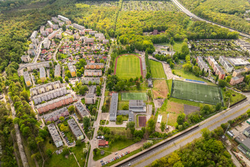 Zabrze - miasto otoczone zielenią z widocznym stadionem © BlackMediaHouse