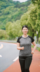 Young Woman Enjoying Her Jogging Routine in Nature