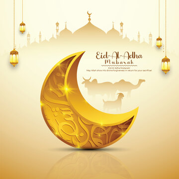 Creative Eid Al Adha Mubarak Greeting Card Colorful Luxury Islamic Background,  Eid Mubarak Social Media Post Design.