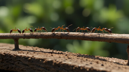 teamwork, team of ants constructing bridge, Generative.AI