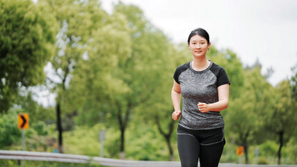 Active Woman Enjoying a Healthy Run in the Park