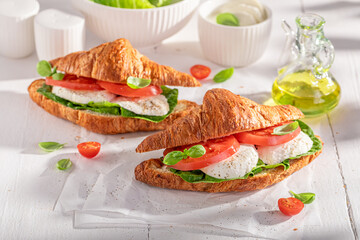Healthy and tasty french croissant made of puff pastry.