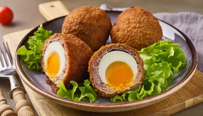 plate of scotch eggs