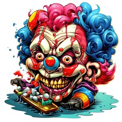 Portrait of clown in psychedelic pop art style