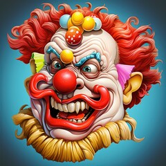 Portrait of clown in psychedelic pop art style
