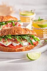 Tasty and fresh french croissant for breakfast in morning.