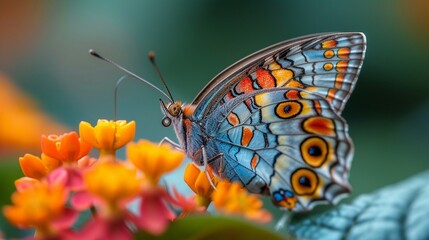 Butterfly Resting on Flower Macro stock Image