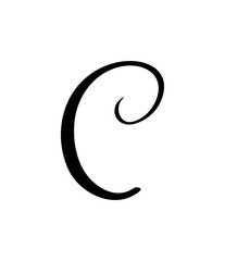 Vector calligraphy hand drawn letter C logo. Script font. Handwritten brush style