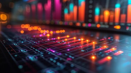 Analytical Style Abstract glowing Financial Chart Stock Image