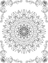 Printable Mandala Coloring Page for Adults. Educational Resources for School for Kids. Adults Coloring Book. Mandala Coloring Activity Worksheet.
