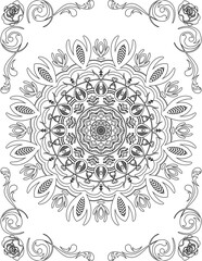 Printable Mandala Coloring Page for Adults. Educational Resources for School for Kids. Adults Coloring Book. Mandala Coloring Activity Worksheet.