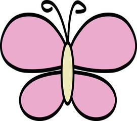 Pink and Yellow Butterfly Vector Illustration