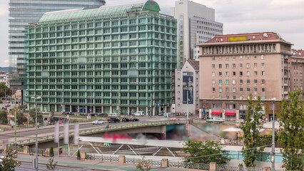 The Schwedenplatz is a square in central Vienna, located at the Danube Canal aerial timelapse