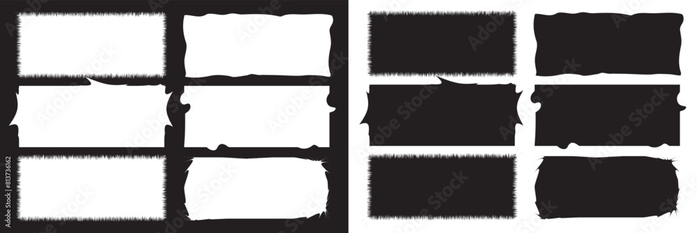 Aufkleber rectangle geometric shape frame with wavy edges .zigzag wavy edge rectangle shapes elements set. vec