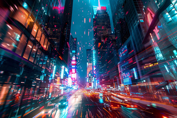 Sci fi cyberpunk modern city in neon lights	