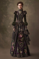 Medieval fashion. Victorian style clothes woman portrait	