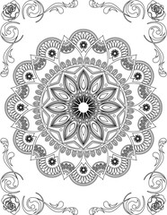 Printable Mandala Coloring Page for Adults. Educational Resources for School for Kids. Adults Coloring Book. Mandala Coloring Activity Worksheet.