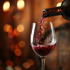 Red Wine Pouring into a Wineglass