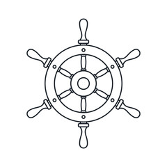 Obraz premium classic ship helm nautical steering wheel icon symbol vector isolated transparent background