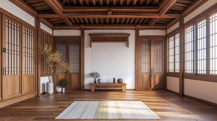 Modern oriental style, simple Hanok house interior
