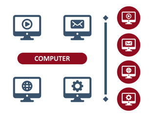 Computer Icons. Computer Screen, Monitor, Video, Email, E-mail, Internet, Settings Icon