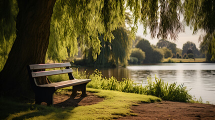 bench in the morning