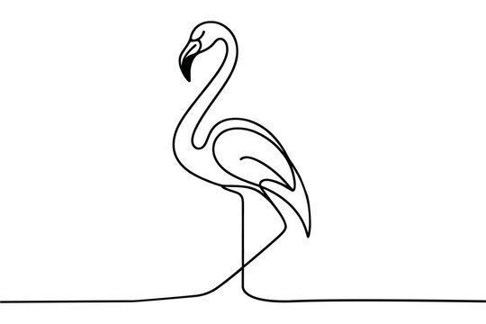 recommend clip art: Flamingo in one line. Logo, Vector illustration.