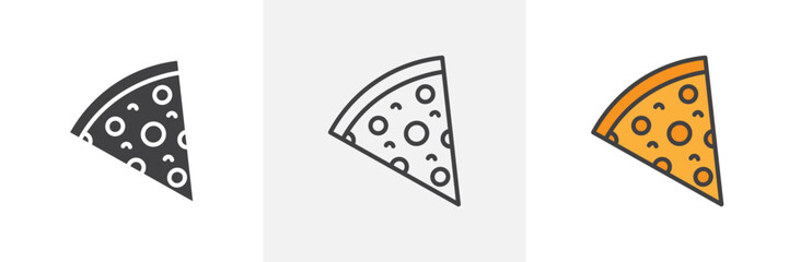 Pizza slice icon set. Icons for Italian cheese pizza and pepperoni slices.