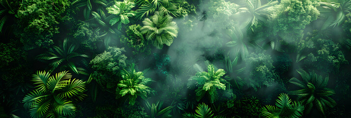 Aerial view showcasing the lush and expansive tropical rainforest in vivid photorealistic detail   Photo Stock Concept
