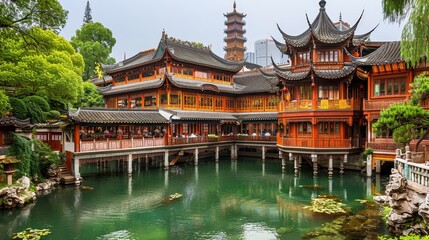 Fototapeta premium Mid autumn festival celebrations families enjoying moon watching in chinese gardens and parks