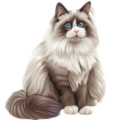 Clipart illustration of ragdoll cat breeds on a white background. Suitable for crafting and digital design projects.[A-0001]